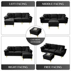 Blue/Pink/Orange/Green/Yellow Velvet U-Shaped Sectional Sofa with Chaise & Pillows, Seats 4–5