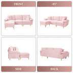 Blue/Pink/Orange/Green/Yellow Velvet U-Shaped Sectional Sofa with Chaise & Pillows, Seats 4–5