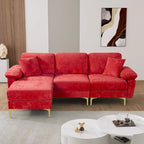 Blue/Pink/Orange/Green/Yellow Velvet U-Shaped Sectional Sofa with Chaise & Pillows, Seats 4–5