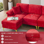 Blue/Pink/Orange/Green/Yellow Velvet U-Shaped Sectional Sofa with Chaise & Pillows, Seats 4–5