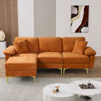 Blue/Pink/Orange/Green/Yellow Velvet U-Shaped Sectional Sofa with Chaise & Pillows, Seats 4–5