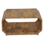 Natural Brown Wood Coffee Table, Hollow Cube Style, 30"L x 24"W x 15"H