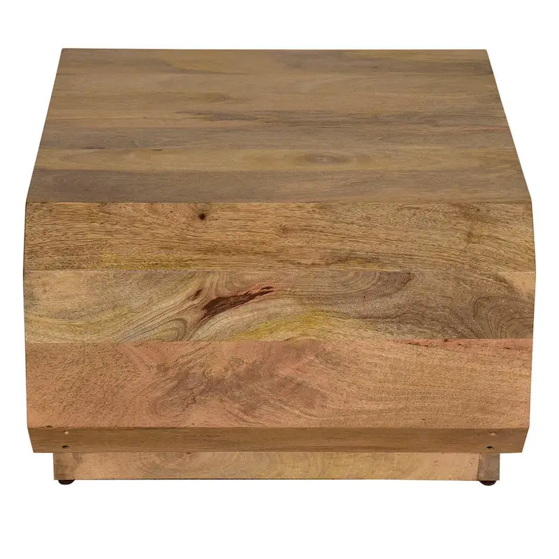 Natural Brown Wood Coffee Table, Hollow Cube Style, 30"L x 24"W x 15"H