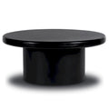 Black Round Wood Coffee Table, Single Pedestal, 1–2 Person