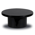 Black Round Wood Coffee Table, Single Pedestal, 1–2 Person