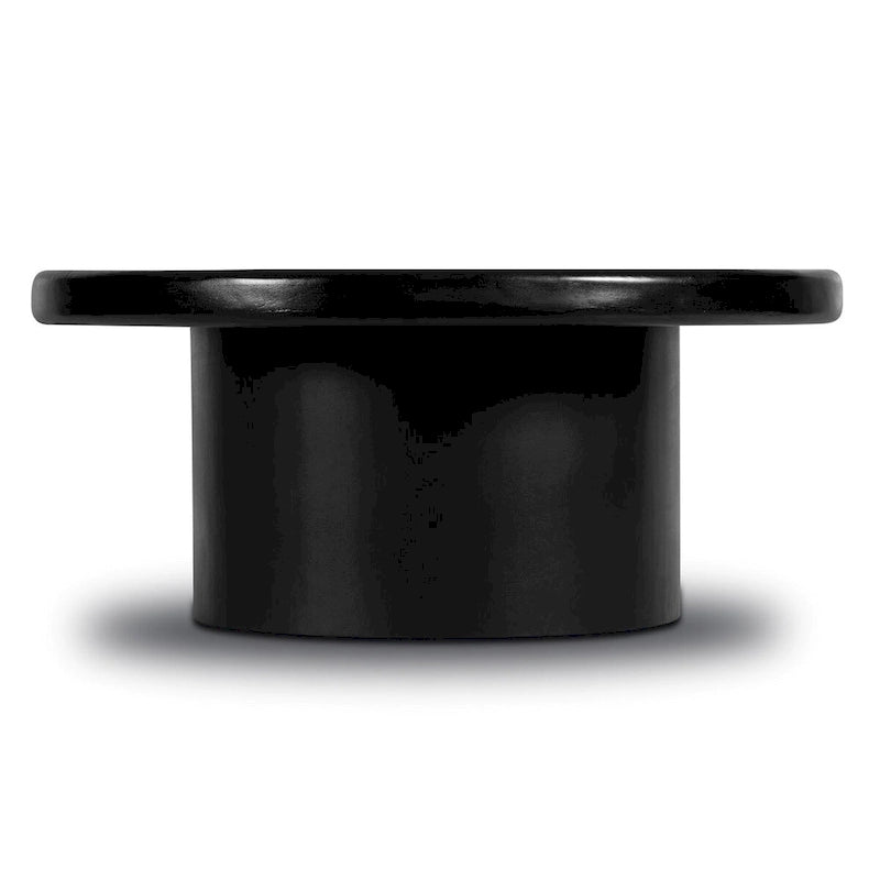Black Round Wood Coffee Table, Single Pedestal, 1–2 Person