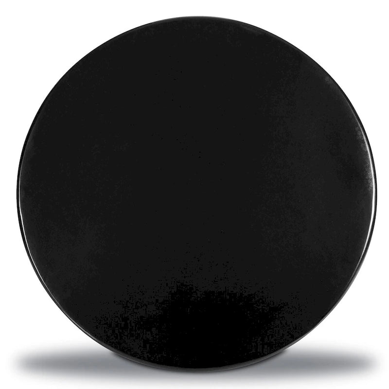 Black Round Wood Coffee Table, Single Pedestal, 1–2 Person