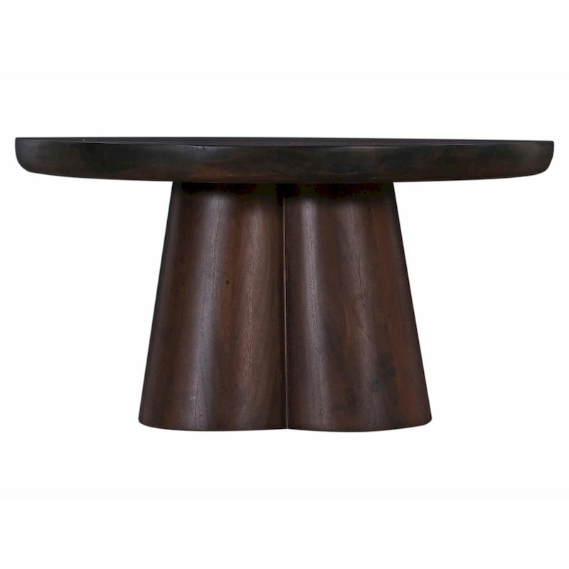 Walnut Round Pedestal Coffee Table, 31" Acacia Wood Top