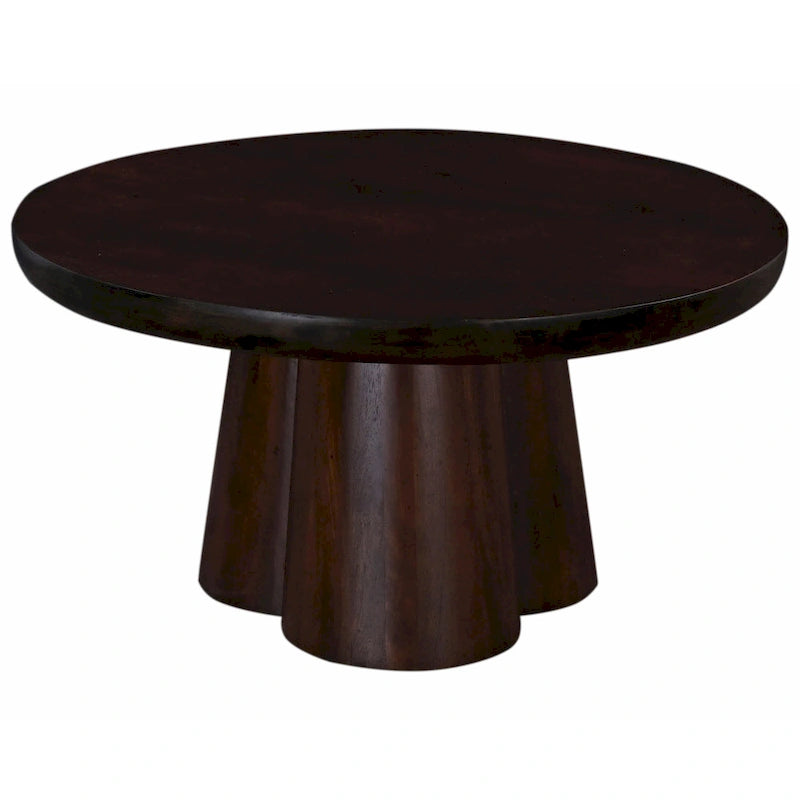 Walnut Round Pedestal Coffee Table, 31" Acacia Wood Top