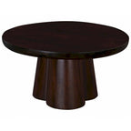 Walnut Round Pedestal Coffee Table, 31" Acacia Wood Top