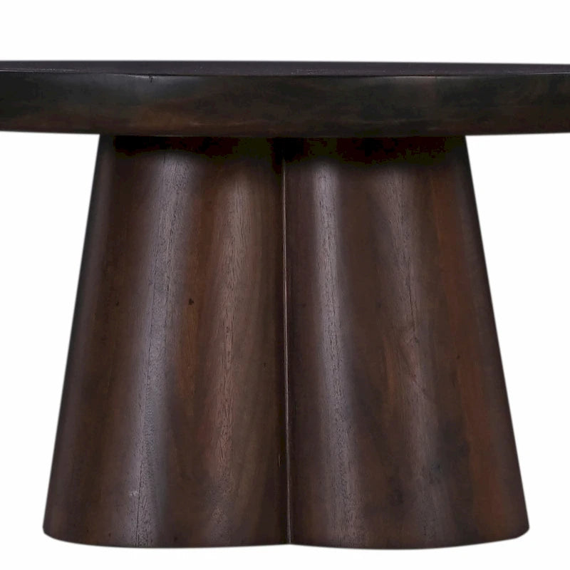 Walnut Round Pedestal Coffee Table, 31" Acacia Wood Top