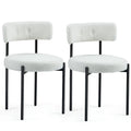 White/Brown/Black/Off-White Mid-Century Dining Chair, Upholstered, Set of 2