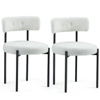 White/Brown/Black/Off-White Mid-Century Dining Chair, Upholstered, Set of 2