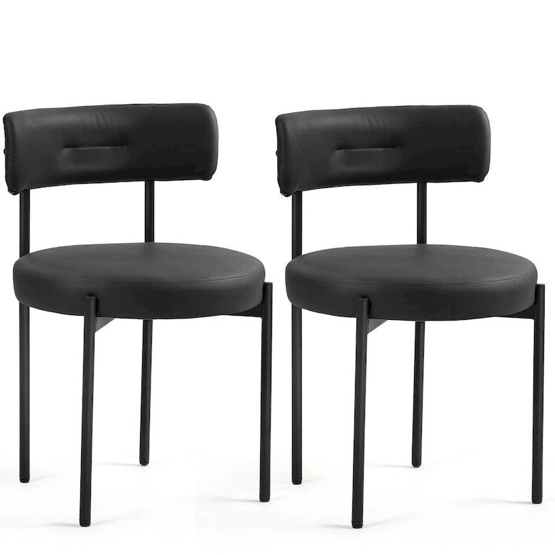 White/Brown/Black/Off-White Mid-Century Dining Chair, Upholstered, Set of 2