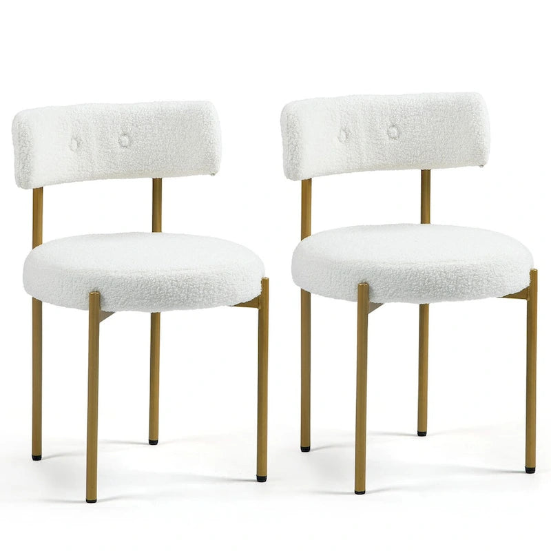 White/Brown/Black/Off-White Mid-Century Dining Chair, Upholstered, Set of 2