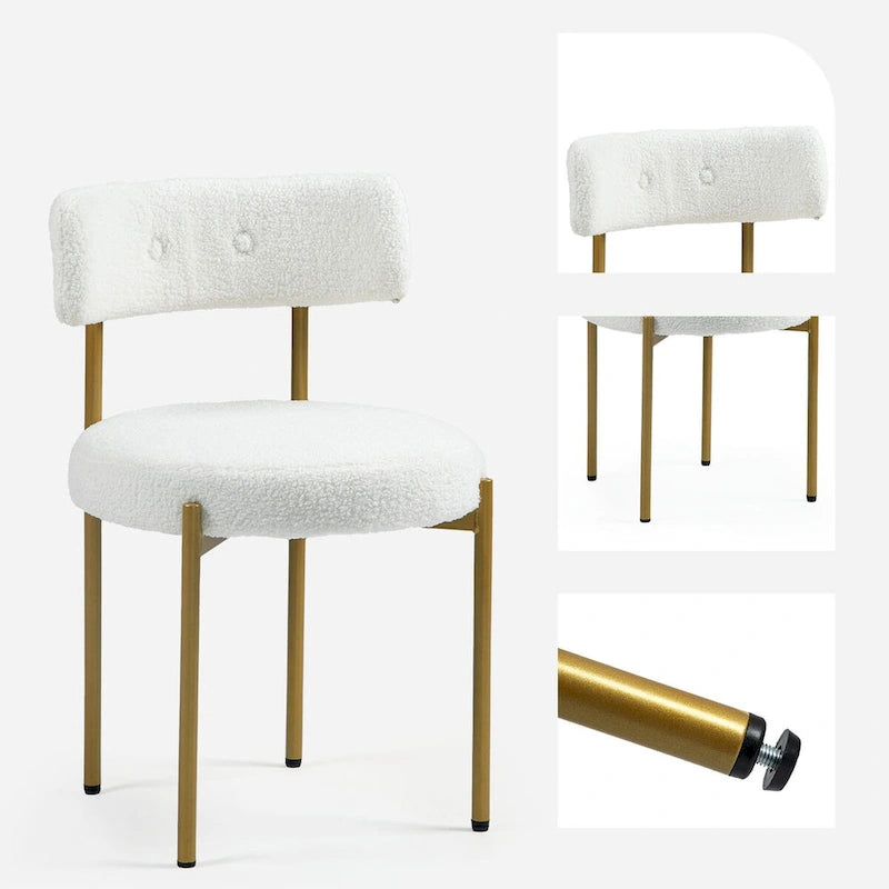 White/Brown/Black/Off-White Mid-Century Dining Chair, Upholstered, Set of 2