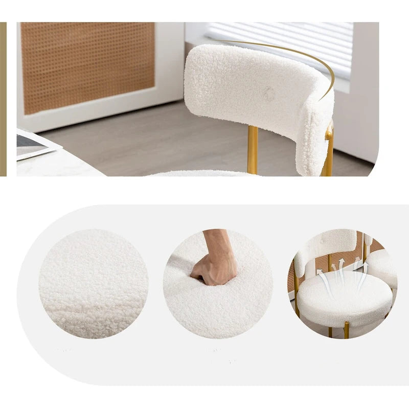 White/Brown/Black/Off-White Mid-Century Dining Chair, Upholstered, Set of 2