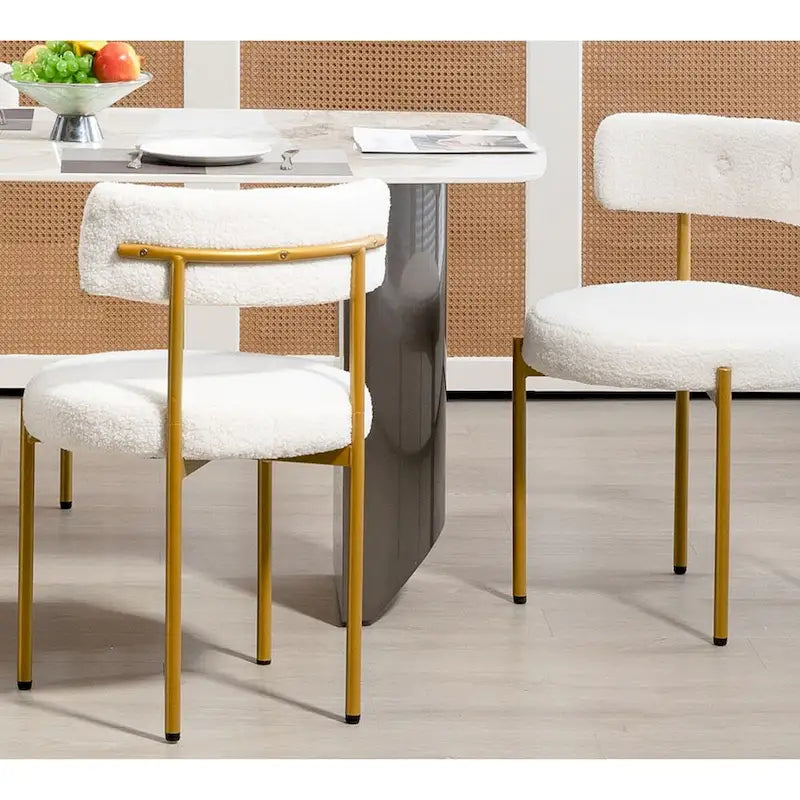 White/Brown/Black/Off-White Mid-Century Dining Chair, Upholstered, Set of 2