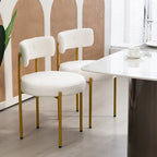 White/Brown/Black/Off-White Mid-Century Dining Chair, Upholstered, Set of 2