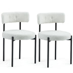 White/Brown/Black/Off-White Mid-Century Dining Chair, Upholstered, Set of 2