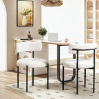 White/Brown/Black/Off-White Mid-Century Dining Chair, Upholstered, Set of 2