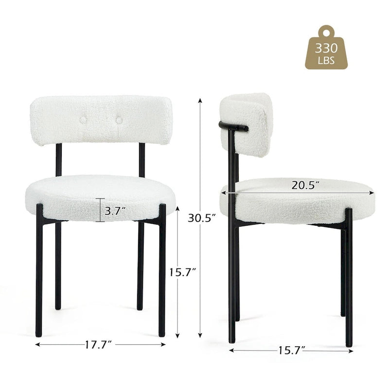White/Brown/Black/Off-White Mid-Century Dining Chair, Upholstered, Set of 2