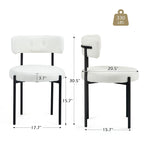 White/Brown/Black/Off-White Mid-Century Dining Chair, Upholstered, Set of 2