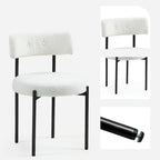 White/Brown/Black/Off-White Mid-Century Dining Chair, Upholstered, Set of 2