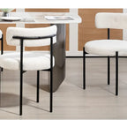 White/Brown/Black/Off-White Mid-Century Dining Chair, Upholstered, Set of 2