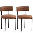 White/Brown/Black/Off-White Mid-Century Dining Chair, Upholstered, Set of 2