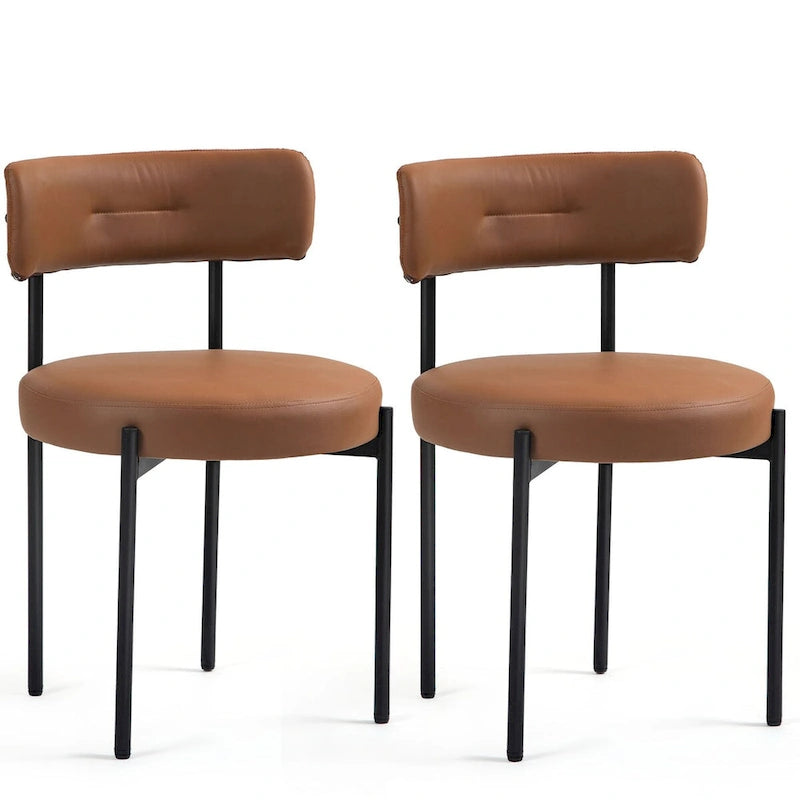 White/Brown/Black/Off-White Mid-Century Dining Chair, Upholstered, Set of 2