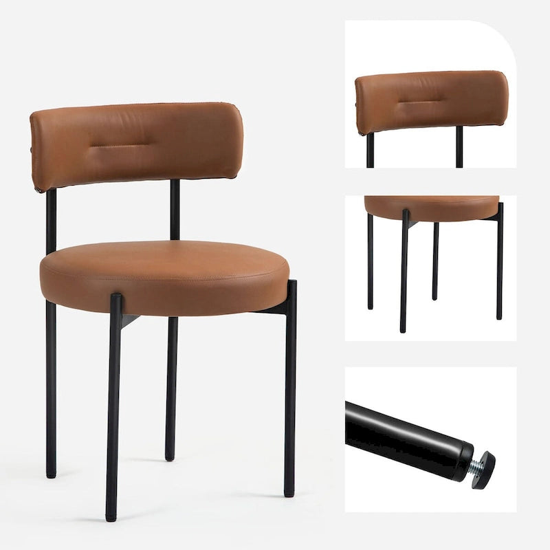 White/Brown/Black/Off-White Mid-Century Dining Chair, Upholstered, Set of 2