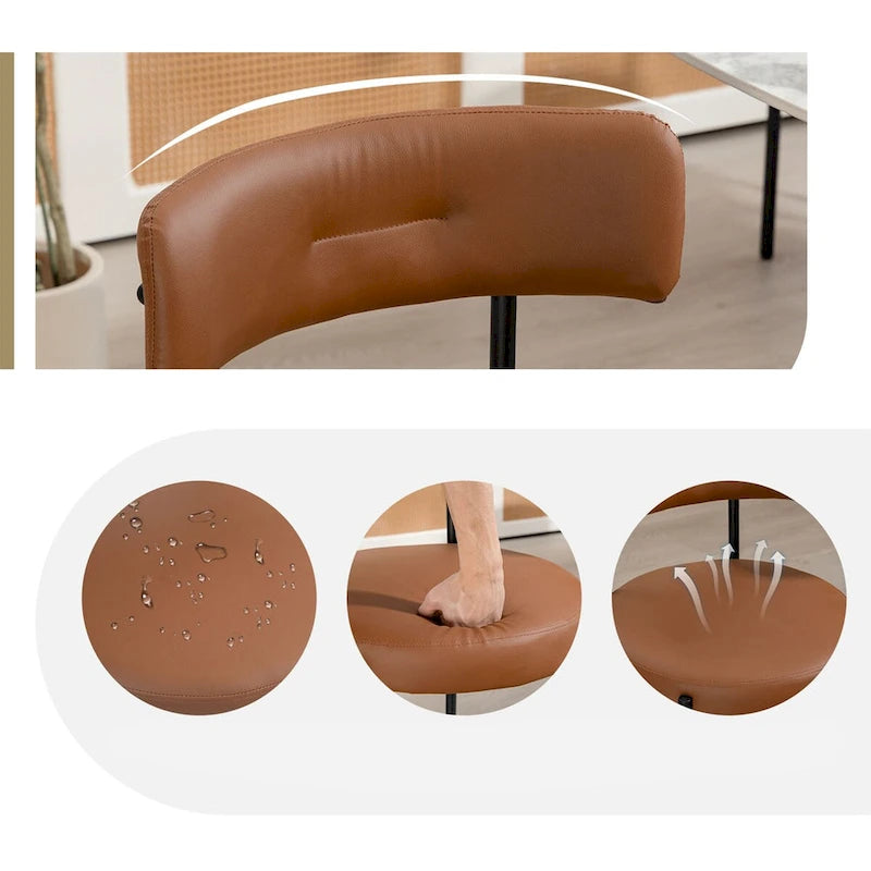White/Brown/Black/Off-White Mid-Century Dining Chair, Upholstered, Set of 2