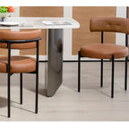White/Brown/Black/Off-White Mid-Century Dining Chair, Upholstered, Set of 2