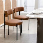 White/Brown/Black/Off-White Mid-Century Dining Chair, Upholstered, Set of 2