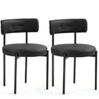 White/Brown/Black/Off-White Mid-Century Dining Chair, Upholstered, Set of 2