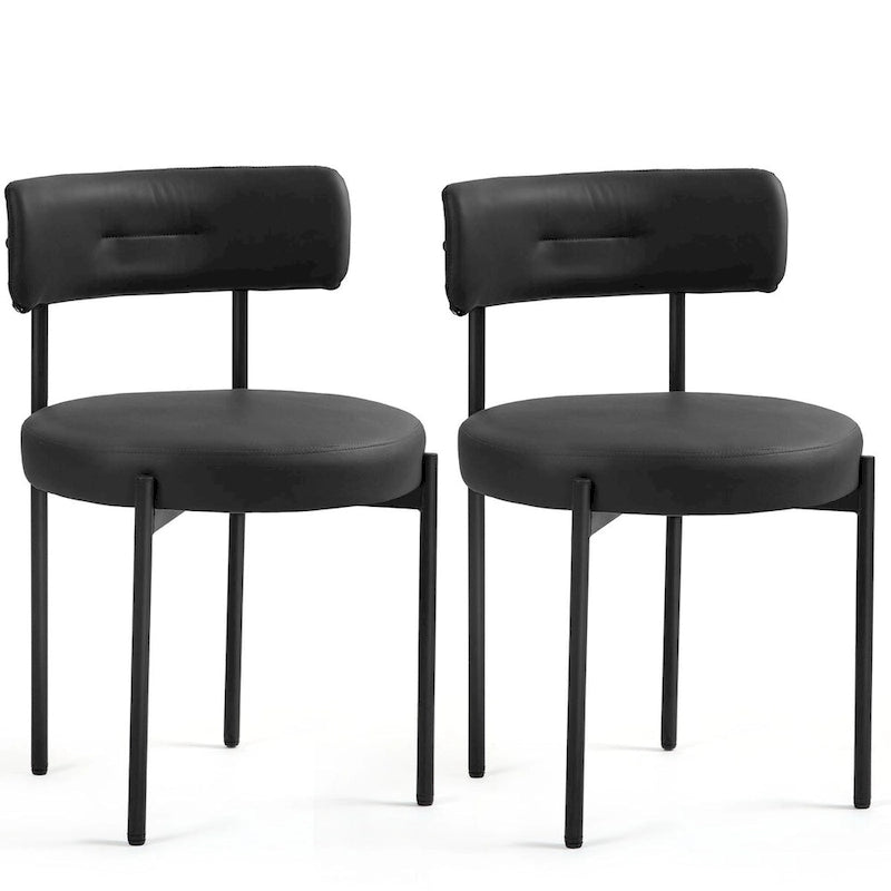 White/Brown/Black/Off-White Mid-Century Dining Chair, Upholstered, Set of 2