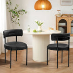 White/Brown/Black/Off-White Mid-Century Dining Chair, Upholstered, Set of 2