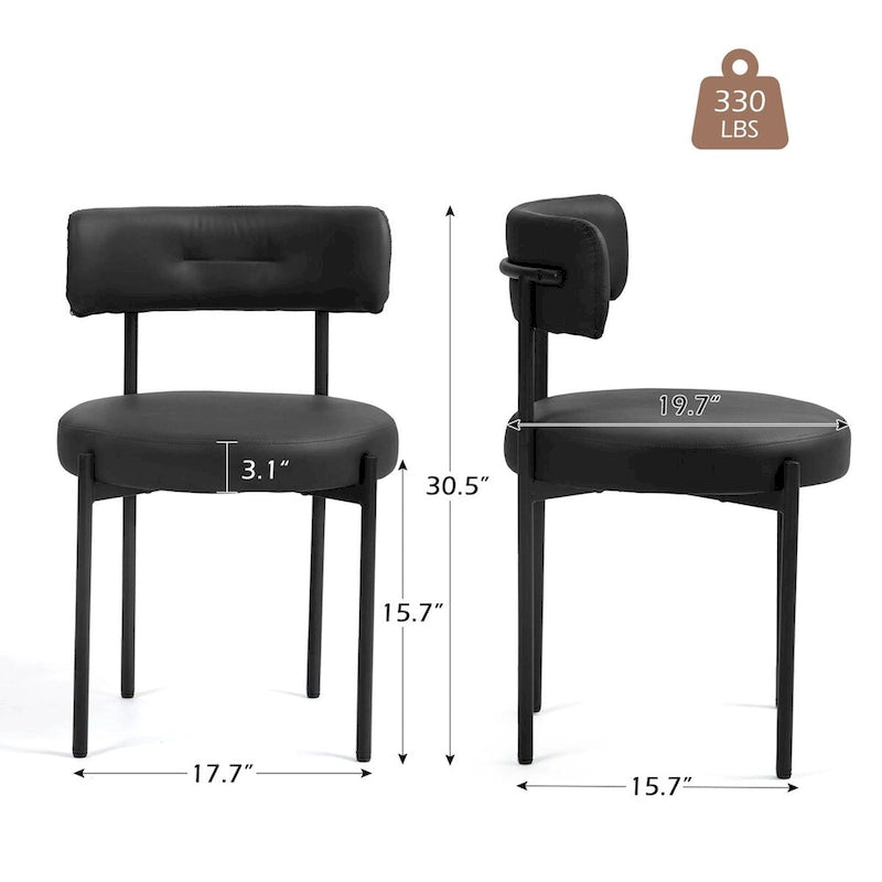 White/Brown/Black/Off-White Mid-Century Dining Chair, Upholstered, Set of 2