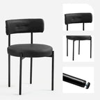 White/Brown/Black/Off-White Mid-Century Dining Chair, Upholstered, Set of 2