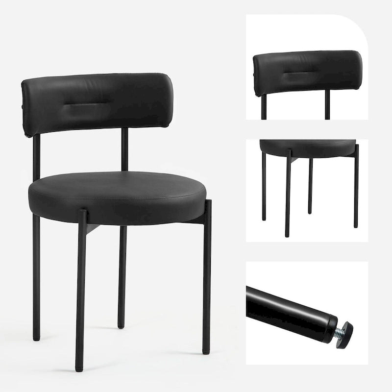 White/Brown/Black/Off-White Mid-Century Dining Chair, Upholstered, Set of 2