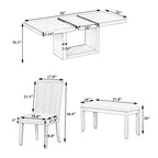 6-Person Extendable Dining Table Set with Bench and Upholstered Chairs, Natural Beige / Grey