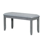 6-Person Extendable Dining Table Set with Bench and Upholstered Chairs, Natural Beige / Grey