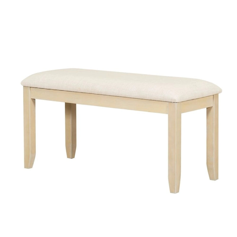 6-Person Extendable Dining Table Set with Bench and Upholstered Chairs, Natural Beige / Grey