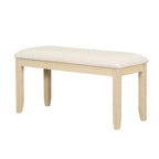 6-Person Extendable Dining Table Set with Bench and Upholstered Chairs, Natural Beige / Grey