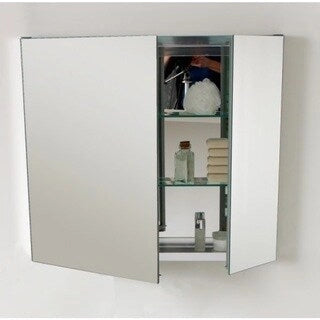 Silver Mirror Medicine Cabinet, Wall Mount/Recessed, Single User