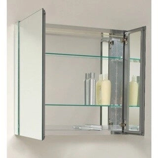 Silver Mirror Medicine Cabinet, Wall Mount/Recessed, Single User