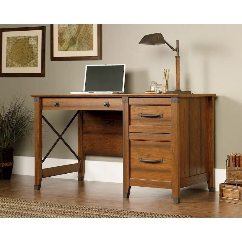 Coffee Oak / Washington Cherry / Rustic Cedar 3-Drawer Home Office Desk, 1-Person