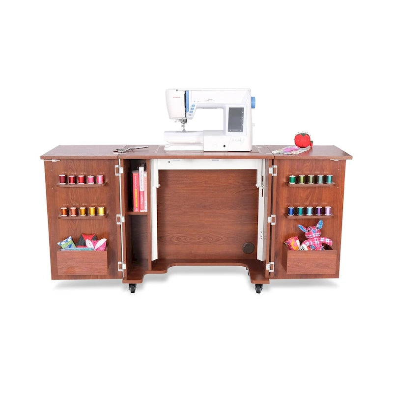Ash-white / Grey Sewing Cabinet with Hydraulic Lift, Single User