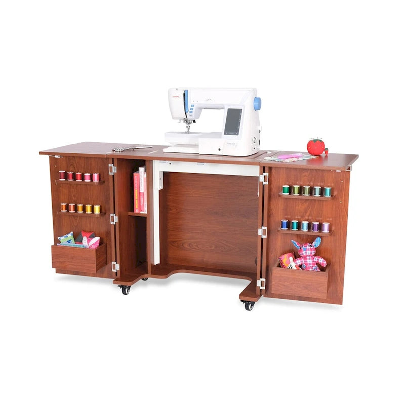 Ash-white / Grey Sewing Cabinet with Hydraulic Lift, Single User